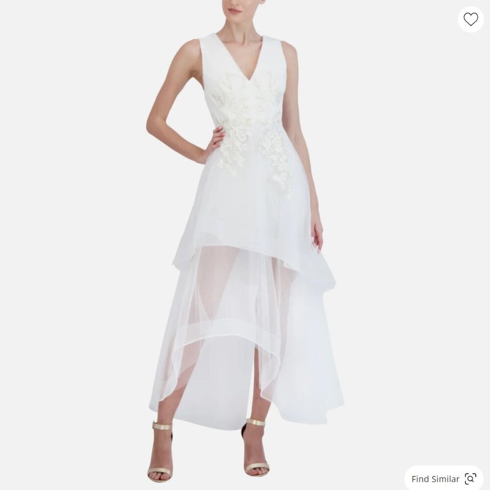 BCBGMAXAZRIA Embroidered Gown Bridal Maxi Dress size 2